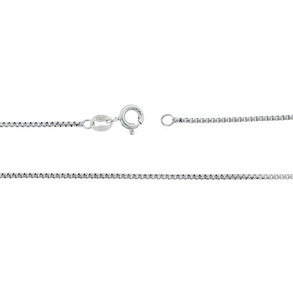 925 Sterling Silver Round Box Chain Necklace 1.3 mm Made In Italy - Picture 2 of 3